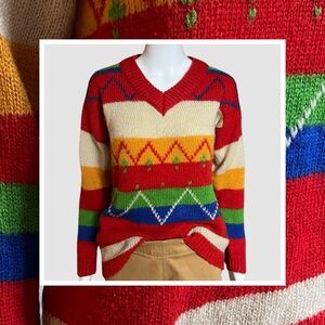 VTG Knitmakers V-Neck Sweater in Multicolors